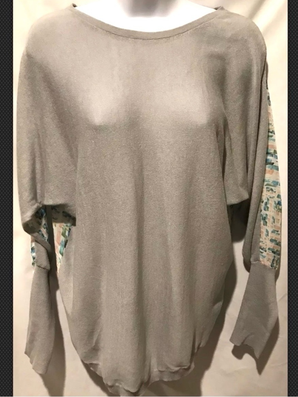 Anthropologie MOTH Blouse Sweater Mixed Media Geometric Sheer Dolman Lightweight - Picture 2 of 9